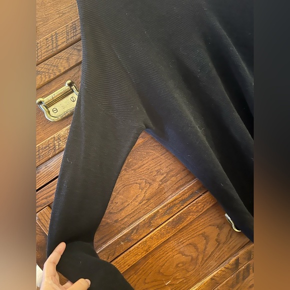 Eileen Fisher Black Organic Linen Knit Top Long Sleeve Drop Shoulder M - Picture 5 of 10